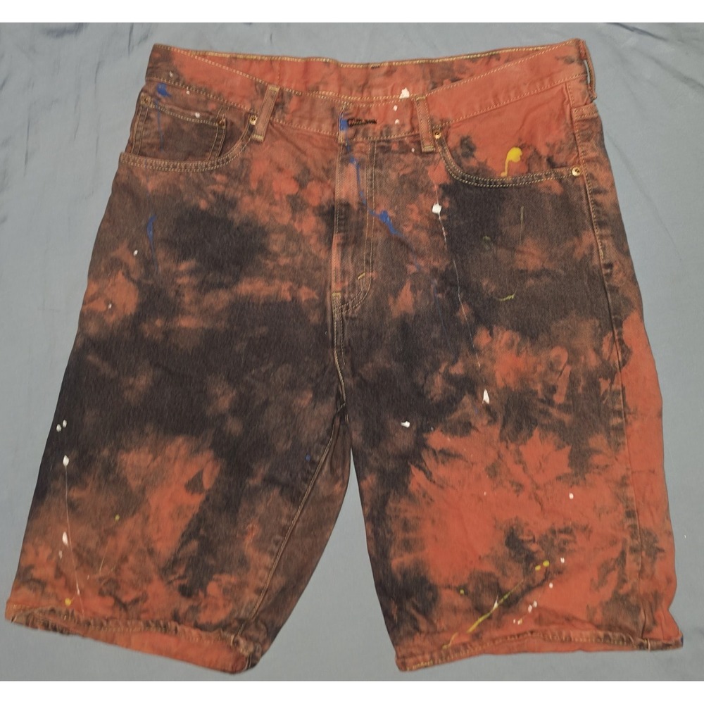 Levi's 569 Loose Red Tie-Dye Paint Splatter Men's Shorts Size 36/12